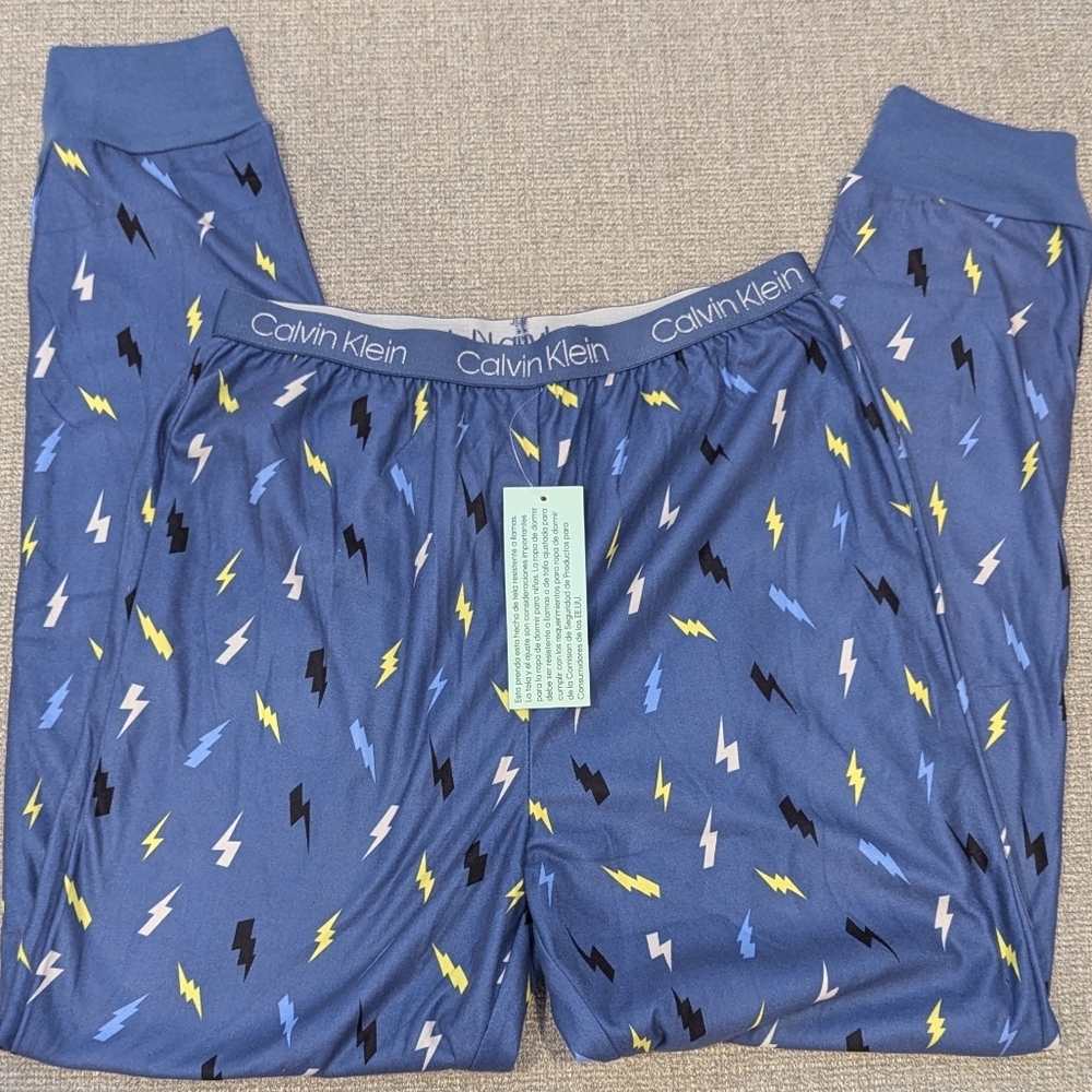 New Calvin Klein Blue Sleep Joggers with Print  for Girls, size M (10/12)